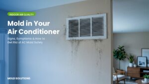 Mold spreading around a home air conditioning vent on a white wall
